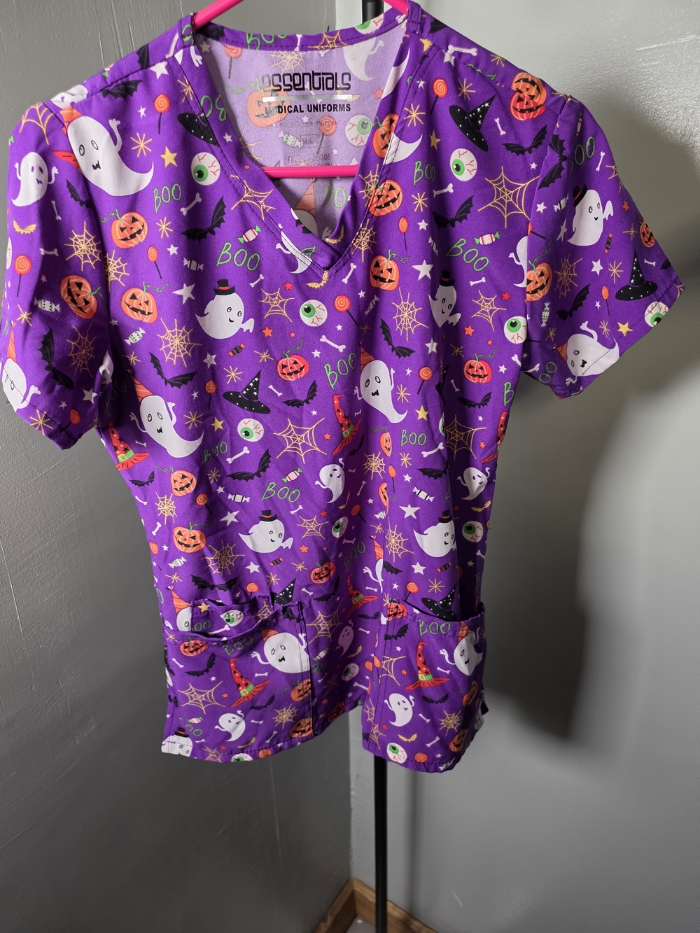 Essentials Purple Halloween Print Women's Pajama Top